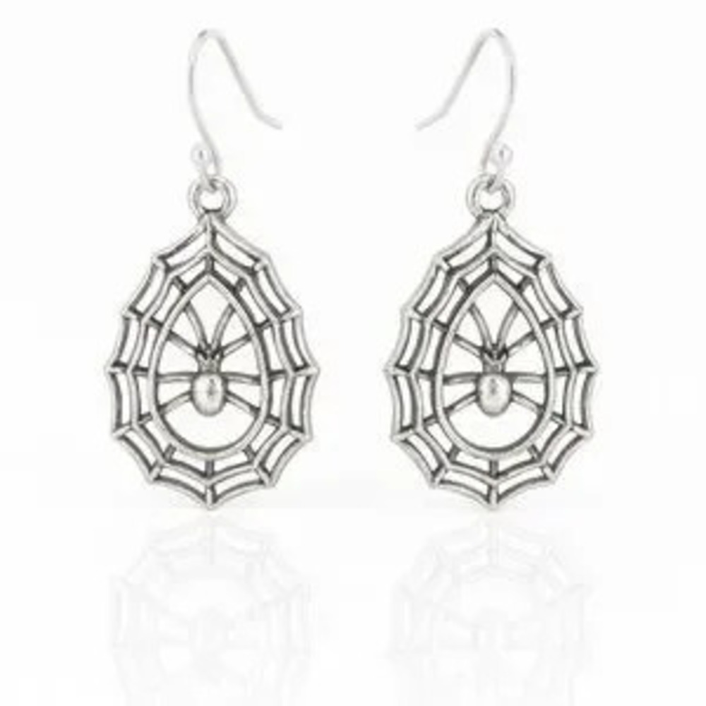 ??????? Silver Spider Web Earrings ???